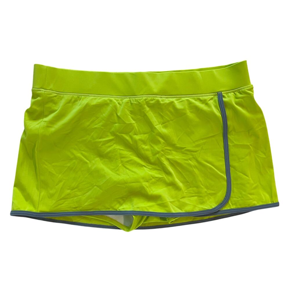 Lands End Women’s 16 Swim Athleisure Skirt Shorts Lime Green Tennis Nylon Blend